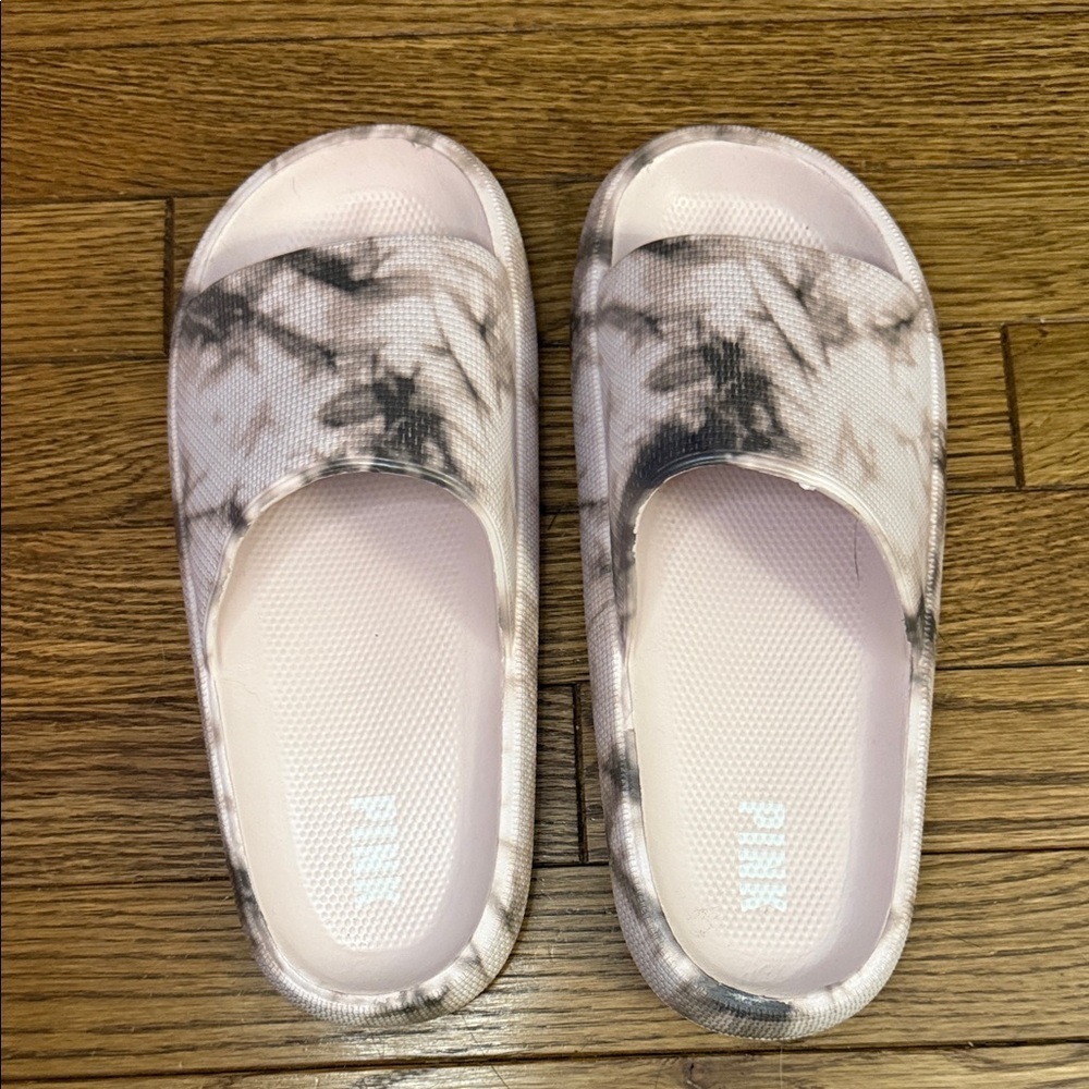 VS PINK Women's Marble Slippers - Pink and Brown tie dye